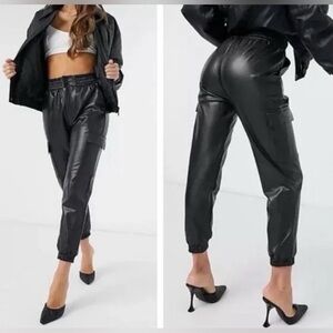 Abercrombie & Fitch Black Faux Leather Joggers